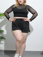 Women's Plus Solid Elastic Stretch Drawstring Loose Shorts