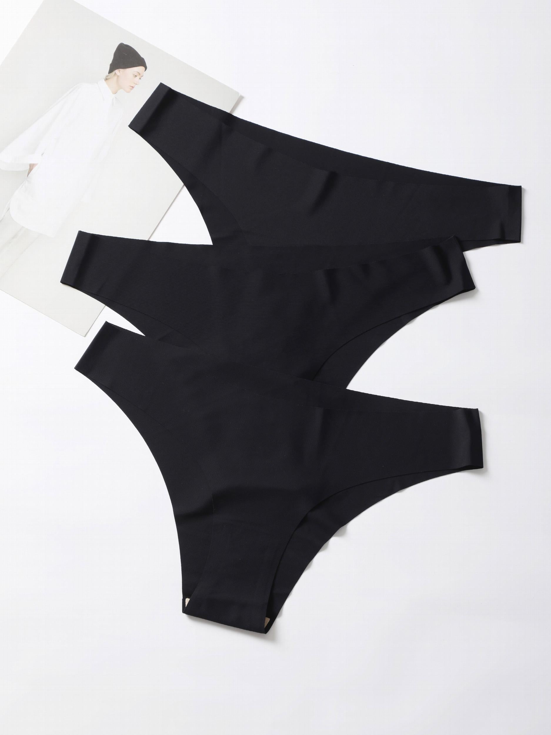 3 Pack Plus Size Seamless Briefs Set Cooling Fabric Solid 3pcs