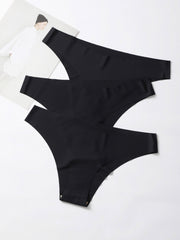 3 Pack Plus Size Seamless Briefs Set Cooling Fabric Solid 3pcs
