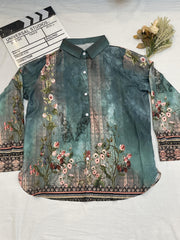 Floral Print Button Up Long Sleeve Blouse