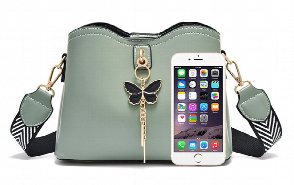 Fitshinling PU Women's Bag Butterfly Pendant Purse Female Faux Leather