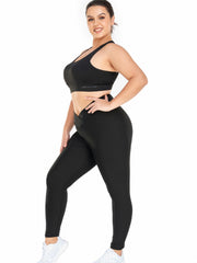 Solid High Stretch Leggings with Cross Waist