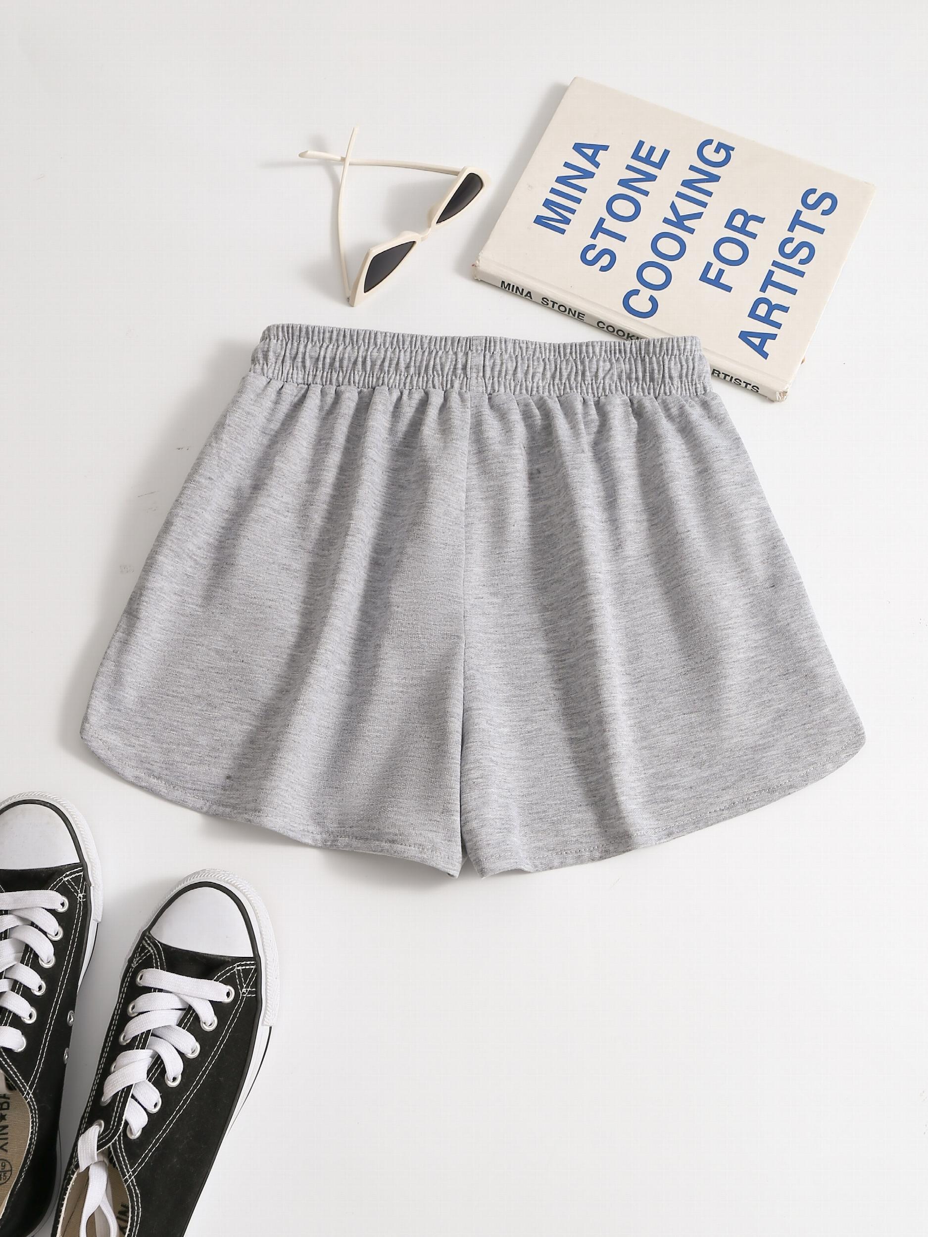 Sporty Elastic High Waist Shorts Women's Clothing