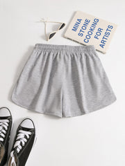 Sporty Elastic High Waist Shorts Women's Clothing