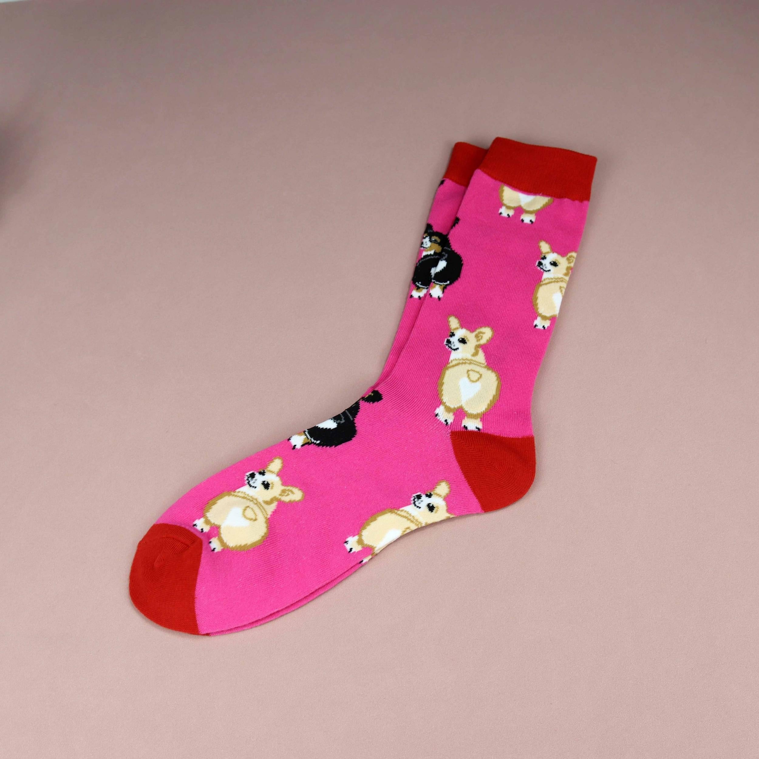 Funny Corgi Pattern Socks Women's Crew Stockings
