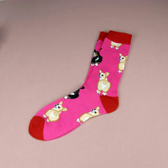 Funny Corgi Pattern Socks Women's Crew Stockings