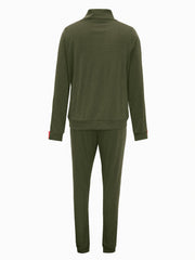 Contrast Panel Chimney Neck Sweatshirt & Sweatpants Set Plus Size
