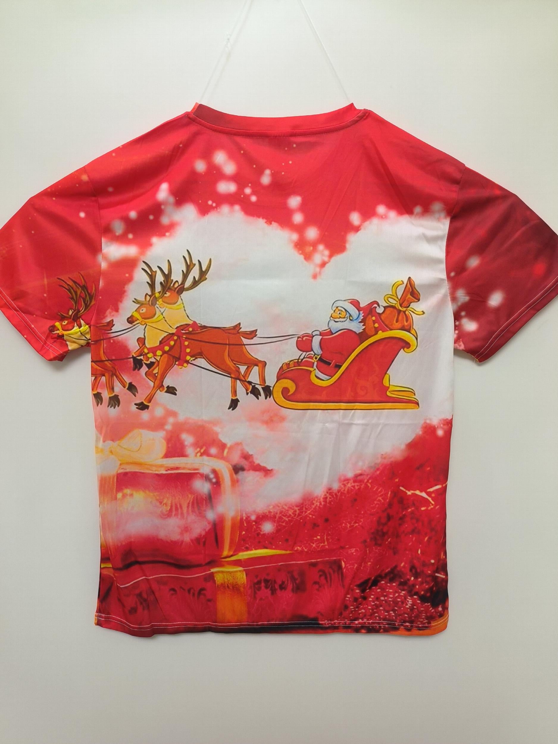 Christmas Santa Claus And Deer Print Men's Graphic T-shirt
