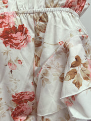 Floral Off Shoulder Blouse with Ruffle Trim Sleeve
