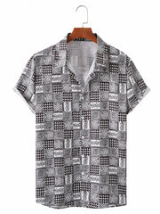 Men's Geometric Pattern Print Casual Short Sleeve Shirt
