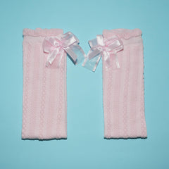 Girls Striped Bow Knot Cotton Blend Knee High Socks