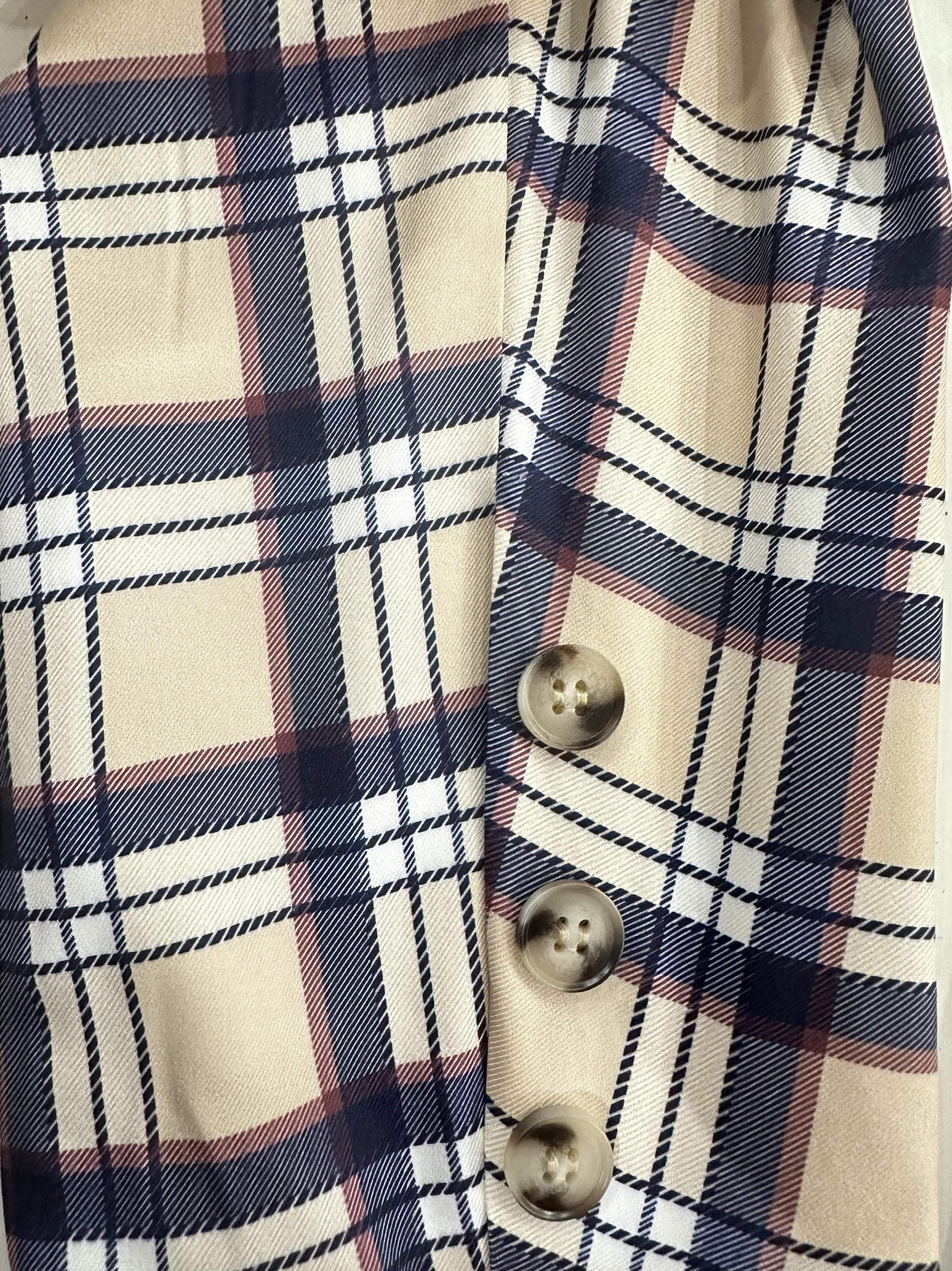 Women's Plus Plaid Print Blazer Long Sleeve