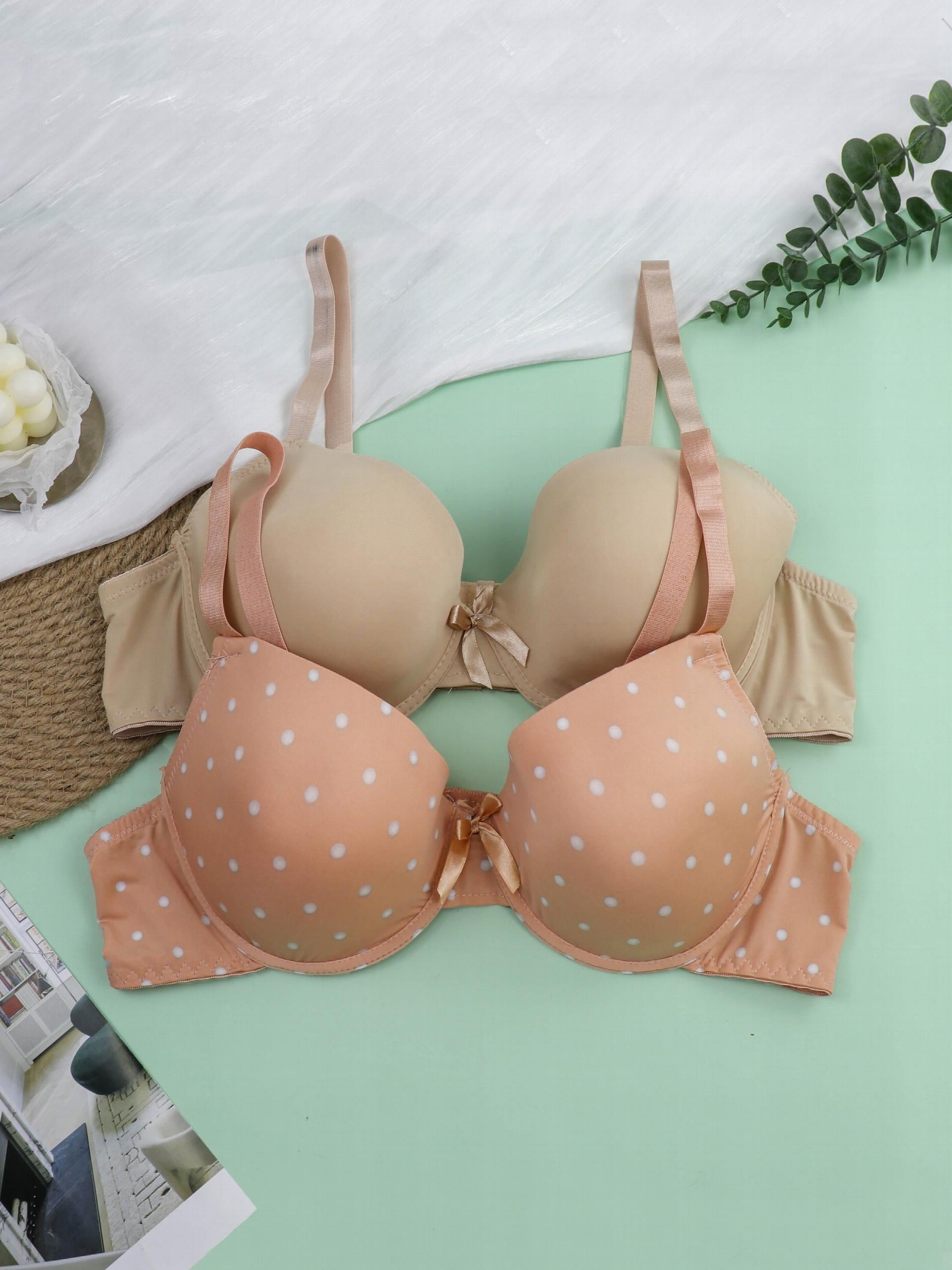 2 Pack Plus Size Casual Bras Set Women's Plus Bow Knot Underwire