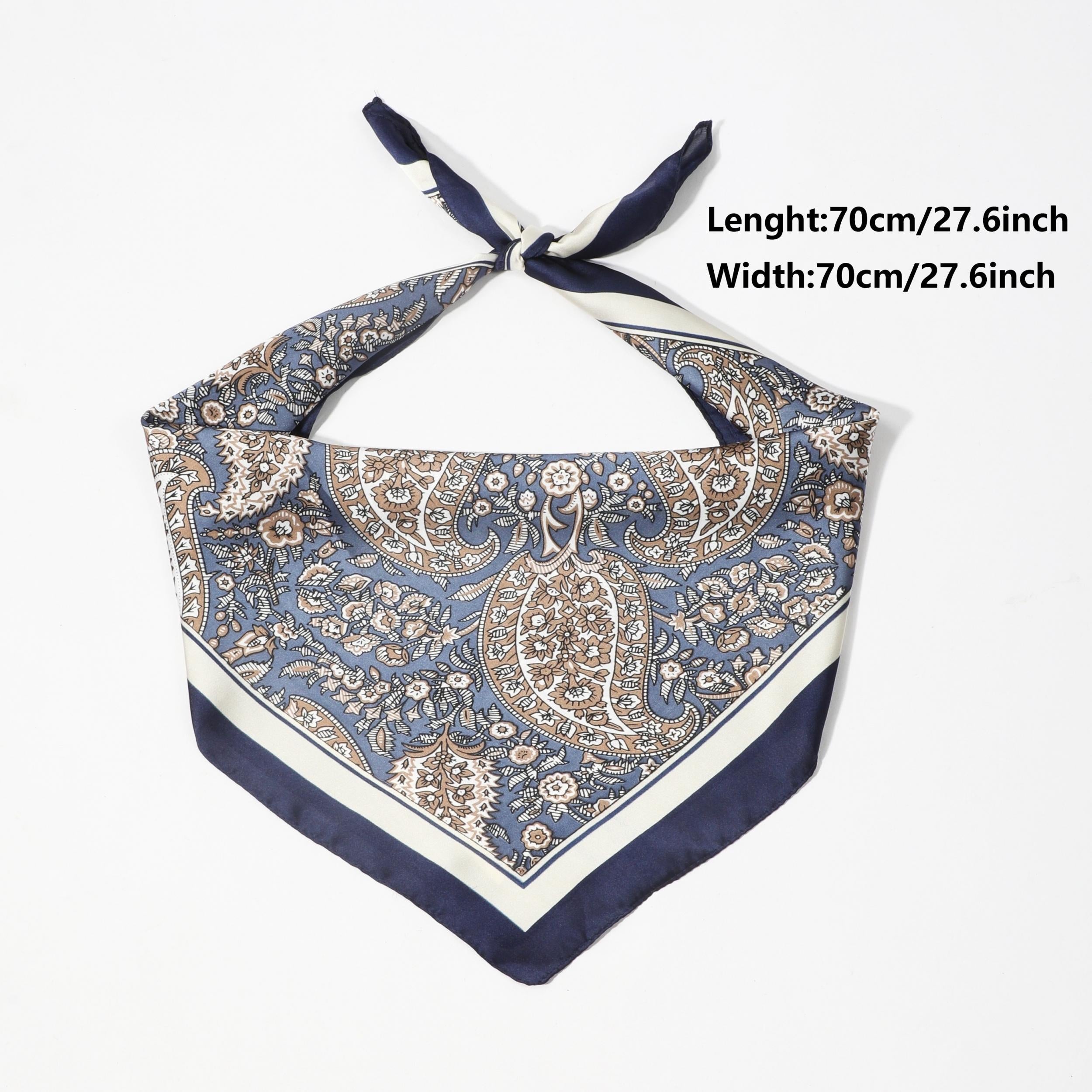 Vintage Square Scarf Satin Silk Shawl Bandana Paisley Print Head Wraps