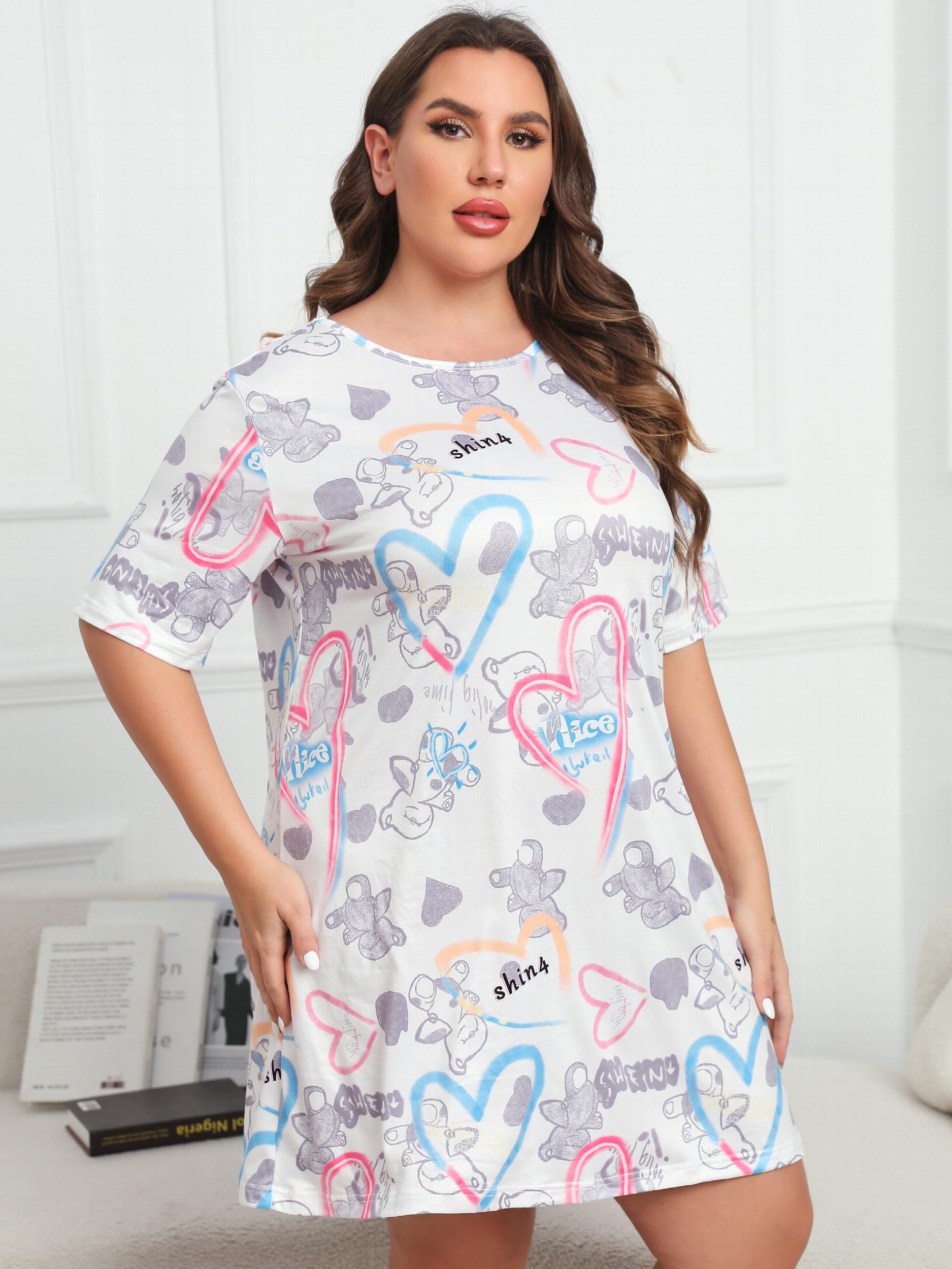 Tie Dye Heart & Bear Short Sleeve Tee Sleep Dress
