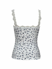 Floral Lace Strap Top Sexy Backless Cami for Women