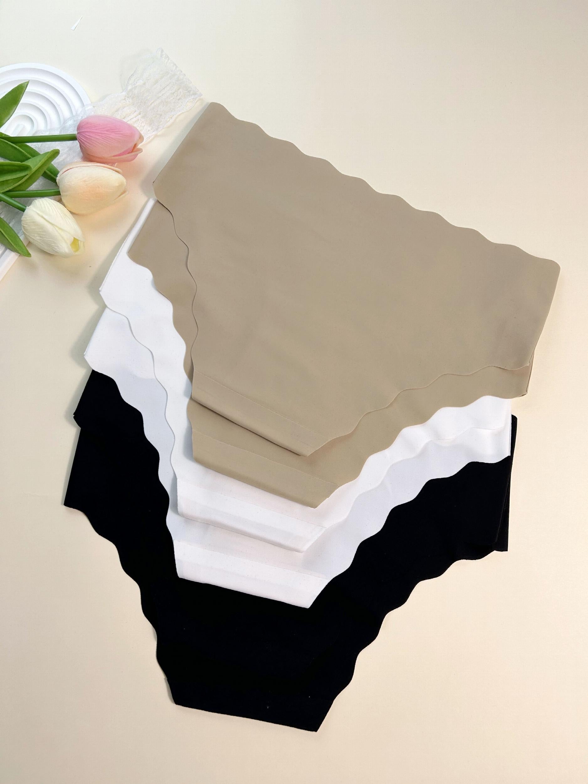 6pcs Scallop Trim Seamless Briefs Intimates Panties