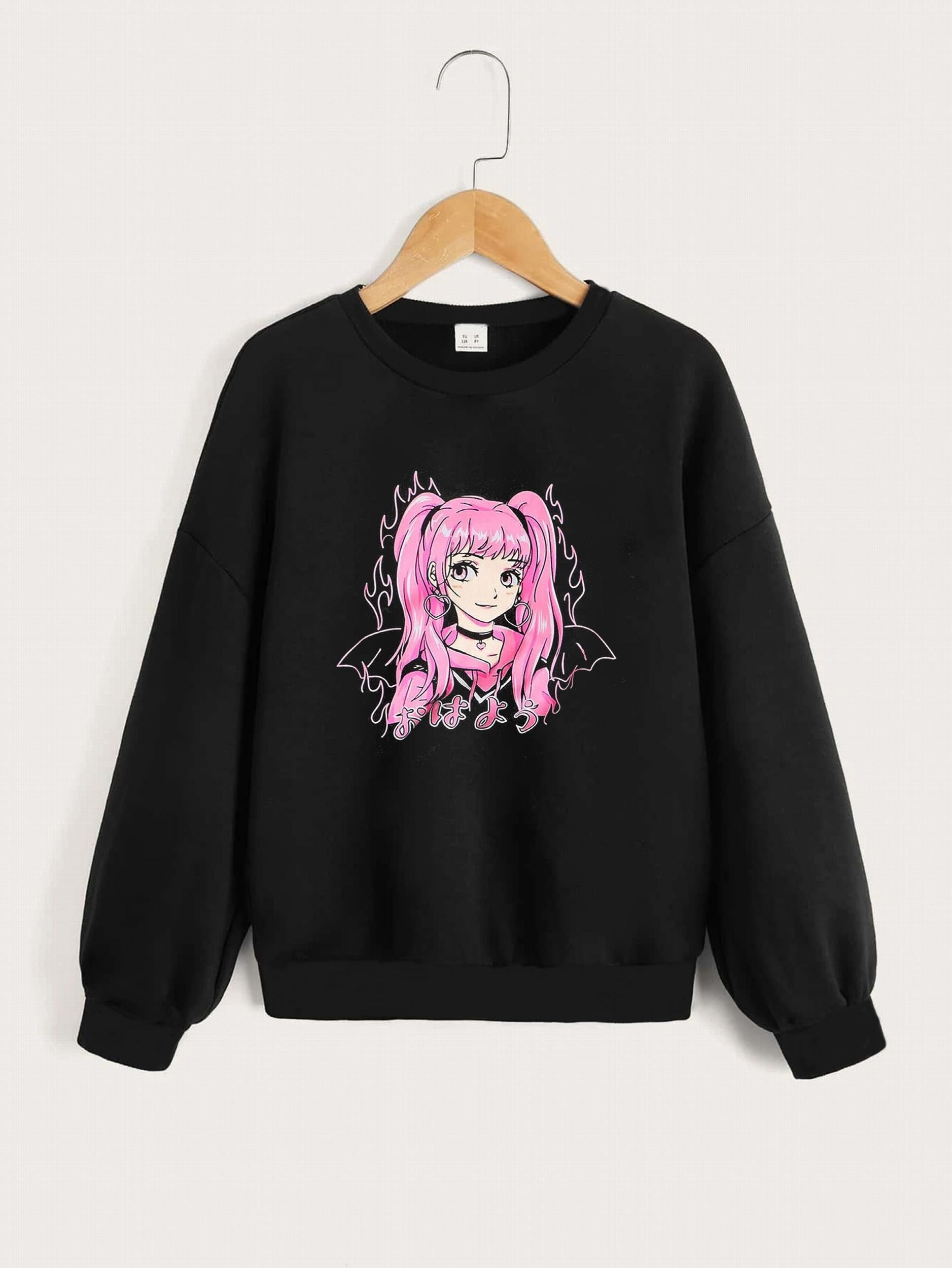Girls' Leopard Portrait Graphic Sweatshirt Long Sleeve Pullover