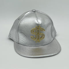 PU Leather Waterproof Snapback Hat Dollar Skull Decor Baseball Cap