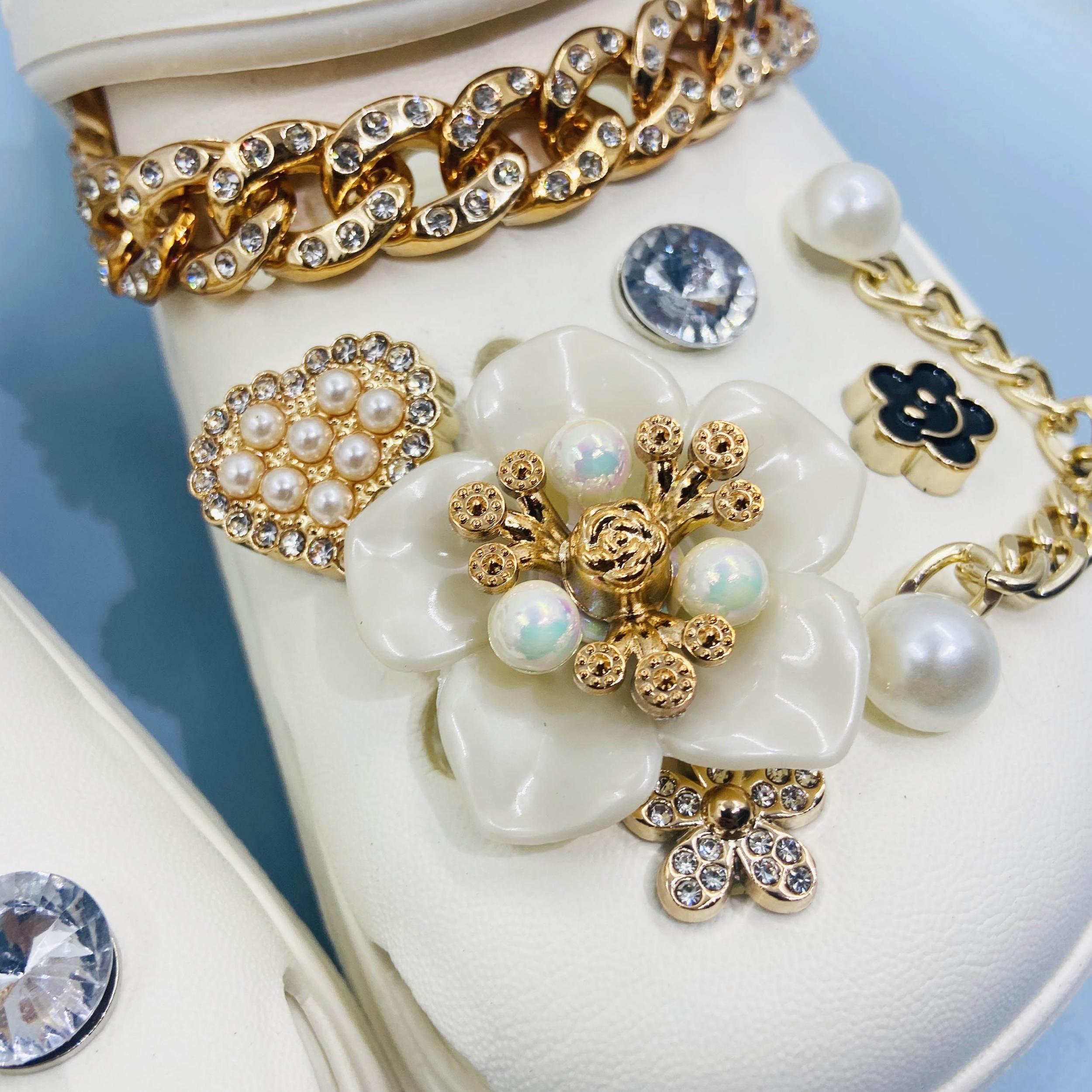 14pcs Pearl Rhinestone Shoe Charms Bling For Women Girls Kids