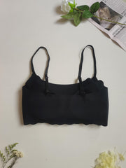 Wireless Scallop Trim Bra Comfy & Breathable Women's Lingerie