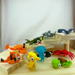 10pcs Ocean Adventure Building Block Set ABS Plastic Sea Life Models