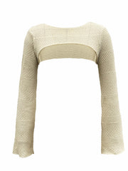 Vacation Crop Knitted Sweater Long Sleeve Casual Sweater Spring & Summer