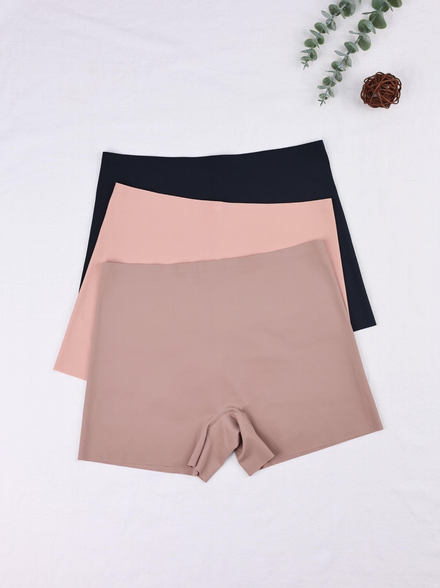 3pcs Seamless Solid Boyshort Panties Soft & Comfortable Stretch