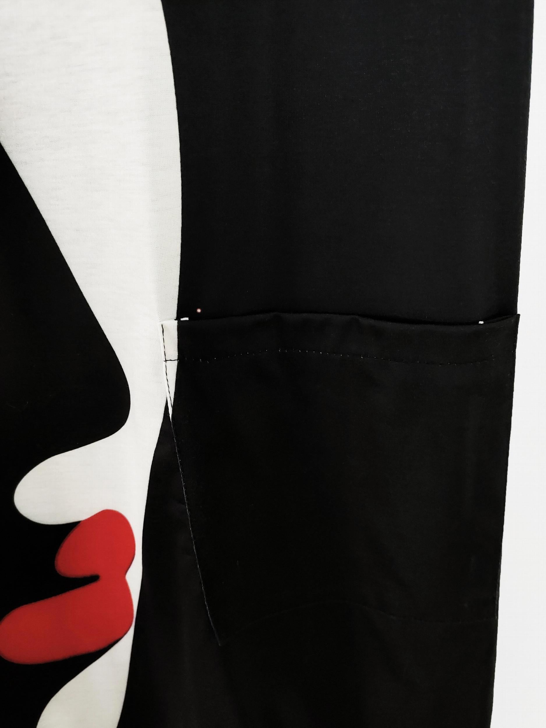 Colorblock Abstract Figure Print V Neck Stretch Dress