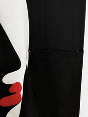 Colorblock Abstract Figure Print V Neck Stretch Dress