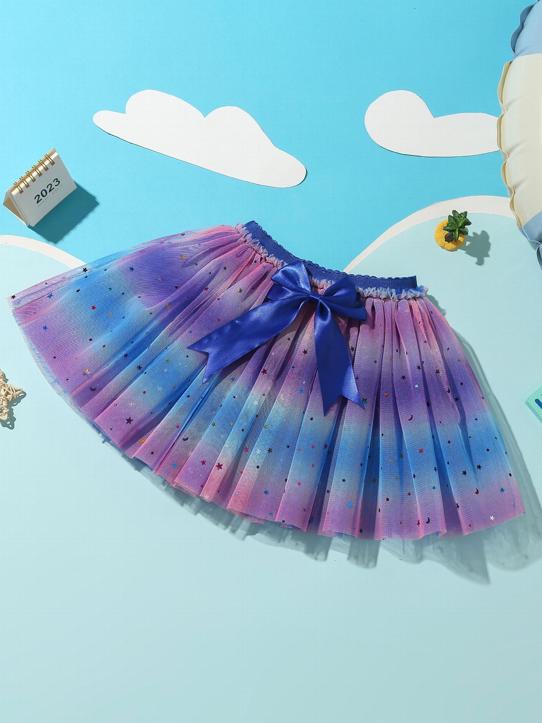 Sequin Stars Bow Front Mesh Tutu Skirt for Girls