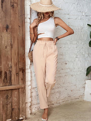 Drawstring Waist Solid Pants Casual Women's Clothing