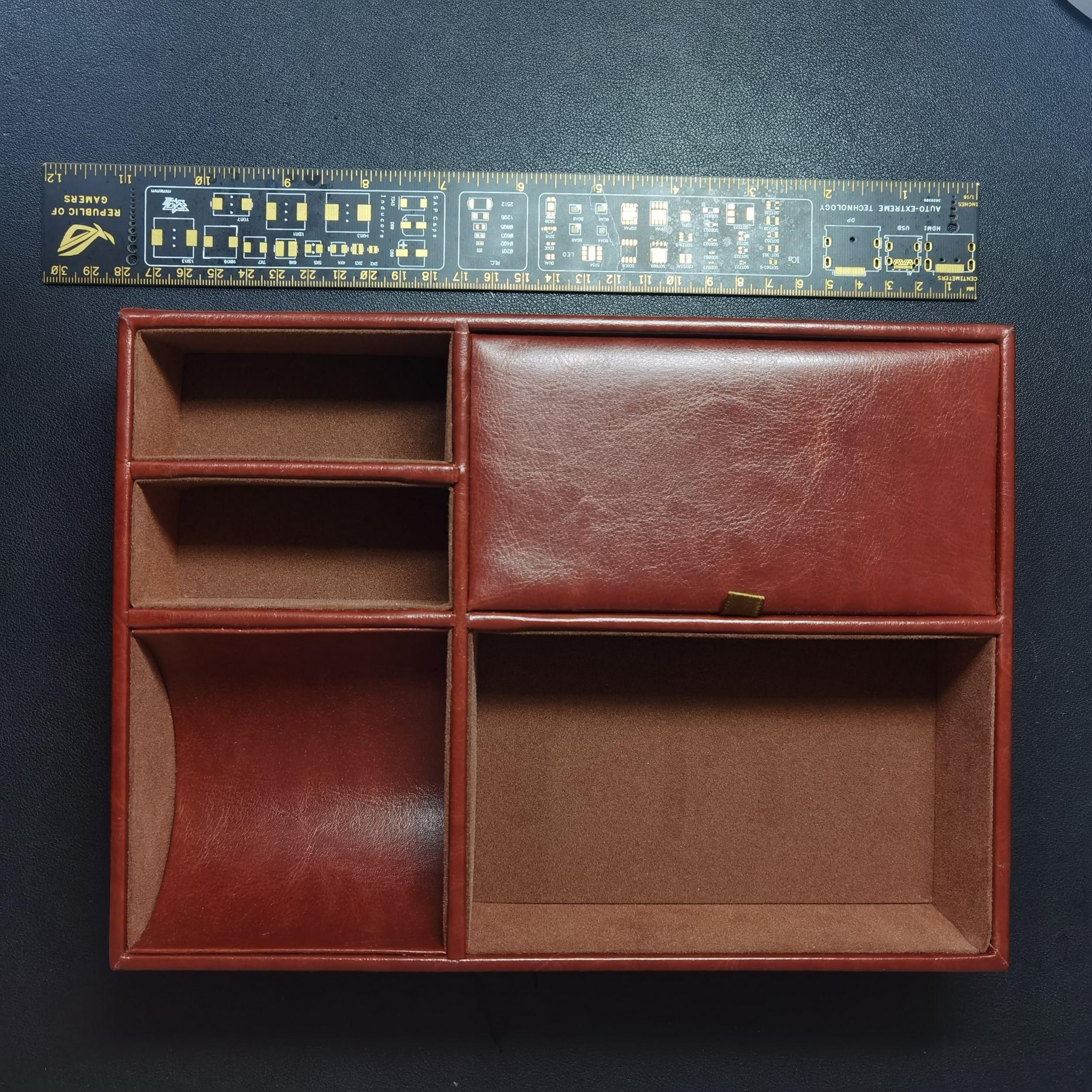 Faux Leather Storage Tray Bedside Cabinet Storage Box Glasses Phone Jewelry