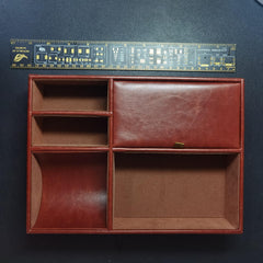 Faux Leather Storage Tray Bedside Cabinet Storage Box Glasses Phone Jewelry