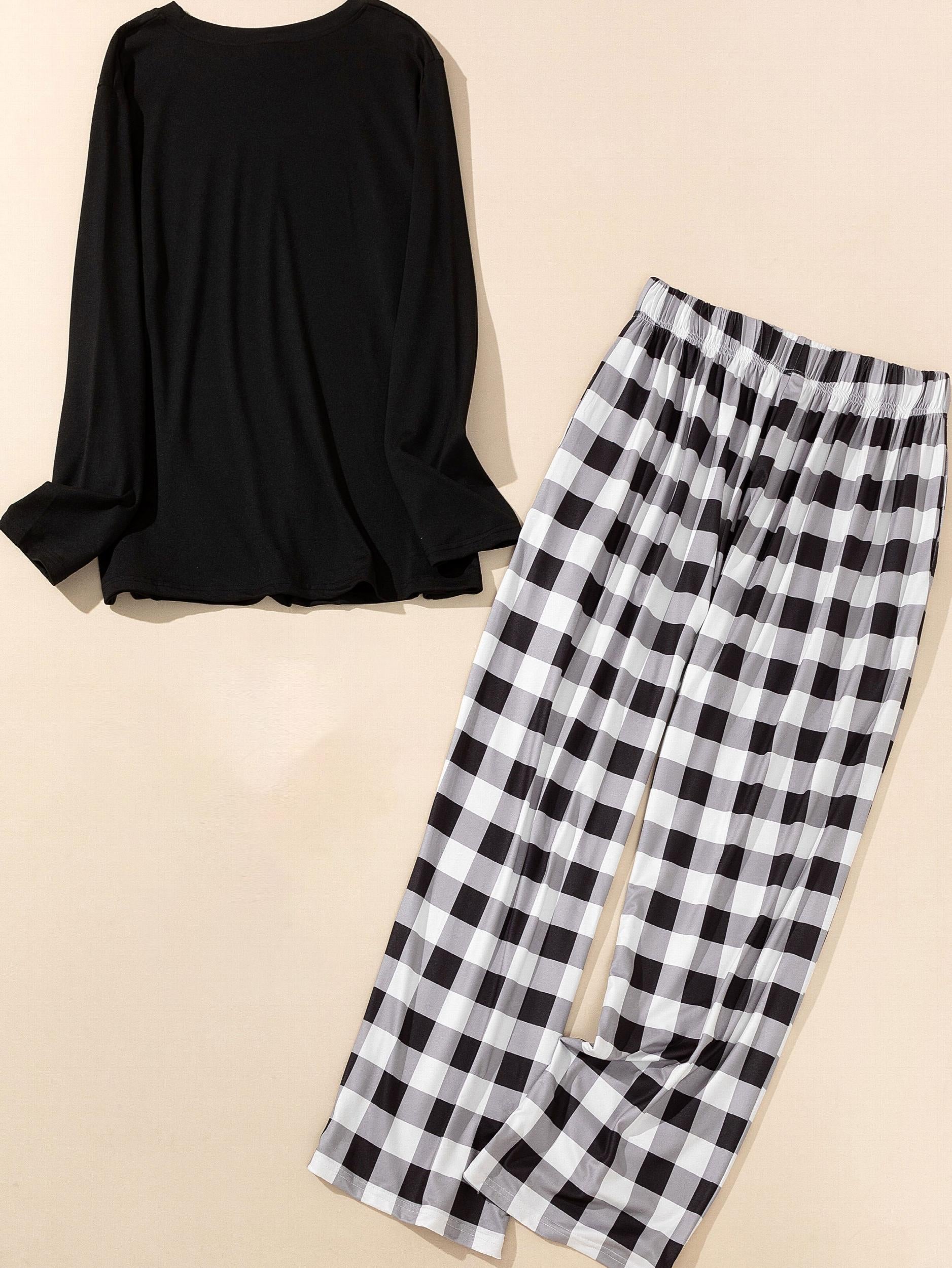 Santa Claus Tee & Plaid Pants Pajamas Set