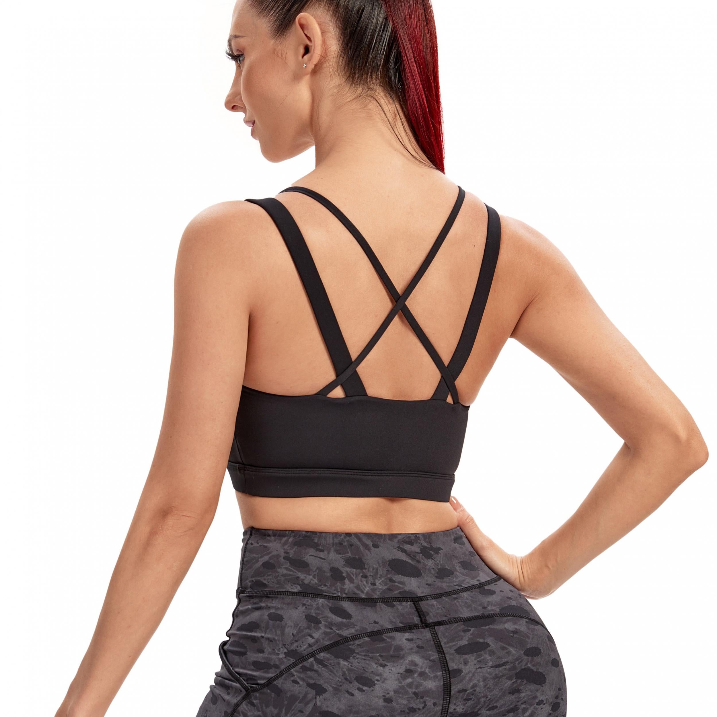 Sporty Bra Medium Stretch Cross Strap Shockproof