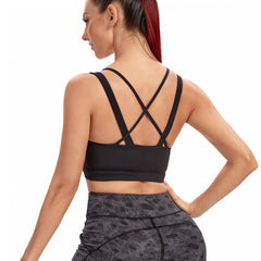 Sporty Bra Medium Stretch Cross Strap Shockproof