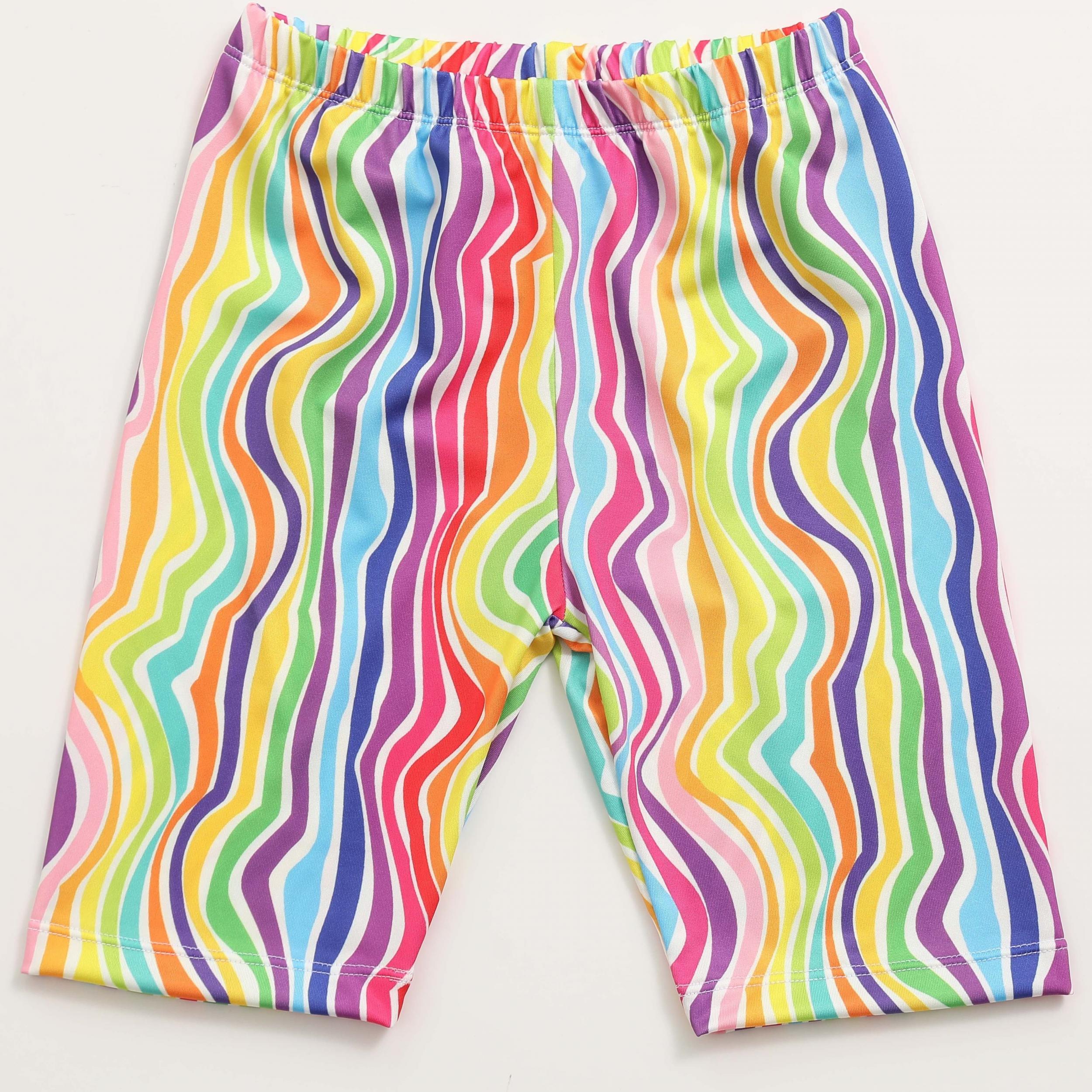 Toddler Girl Casual Shorts Rainbow Stripes Breathable Stretchy