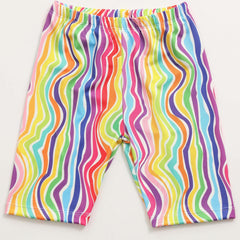Toddler Girl Casual Shorts Rainbow Stripes Breathable Stretchy