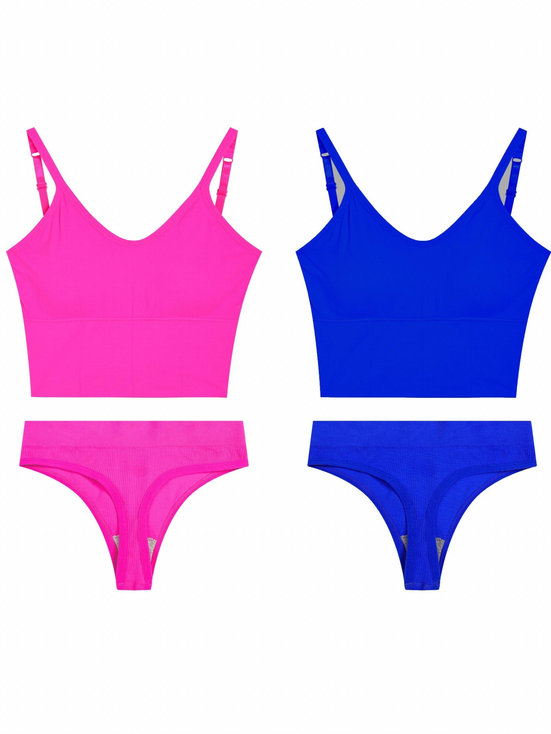 Solid Ribbed Wireless Bra & Thong Set