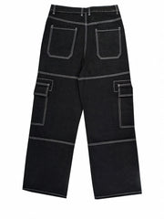 Cotton Patchwork Men's Cargo Pants Loose Baggy Casual Outdoor Work