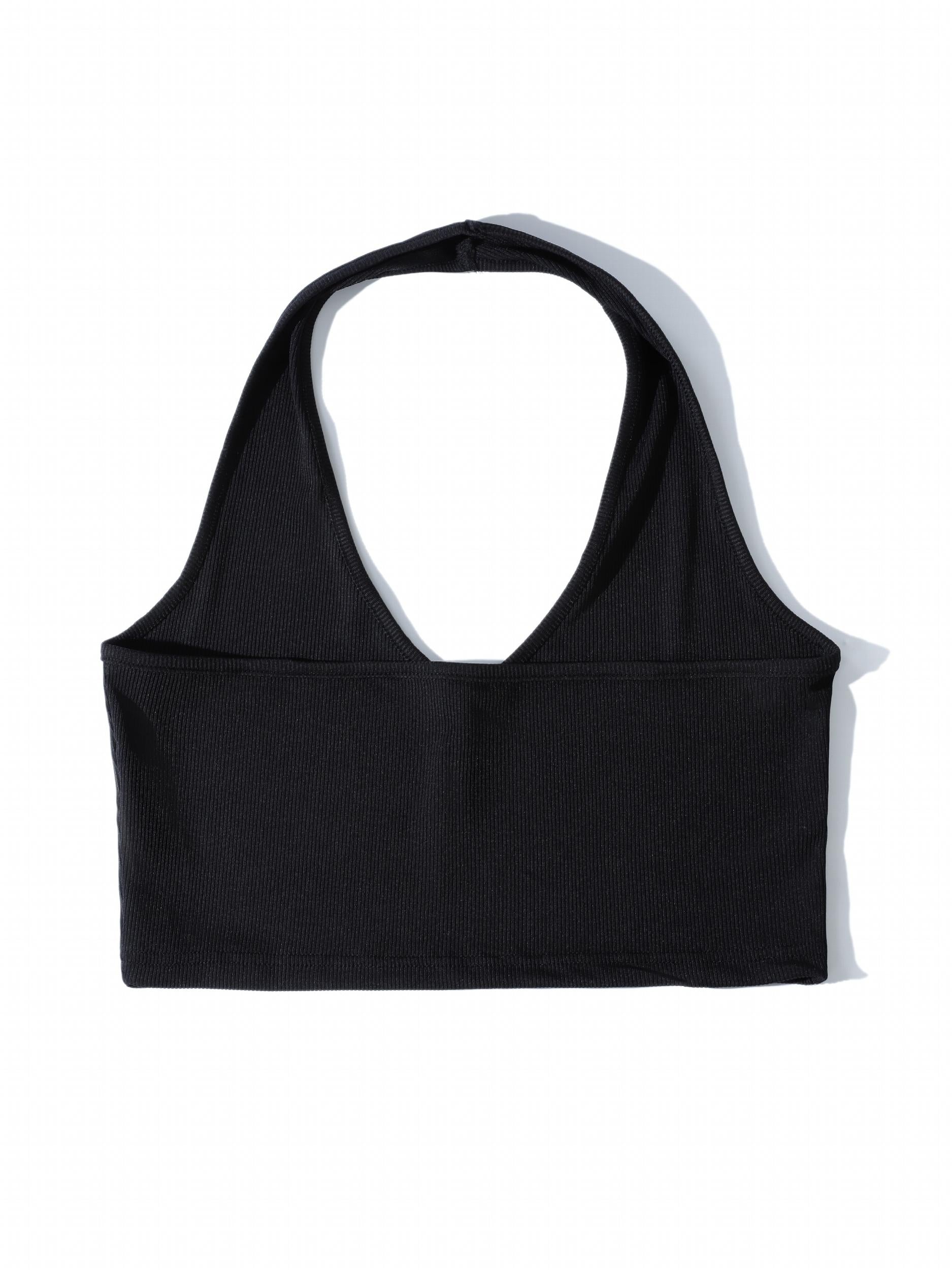 Women's Ribbed Halter Neck Camisole Solid Top