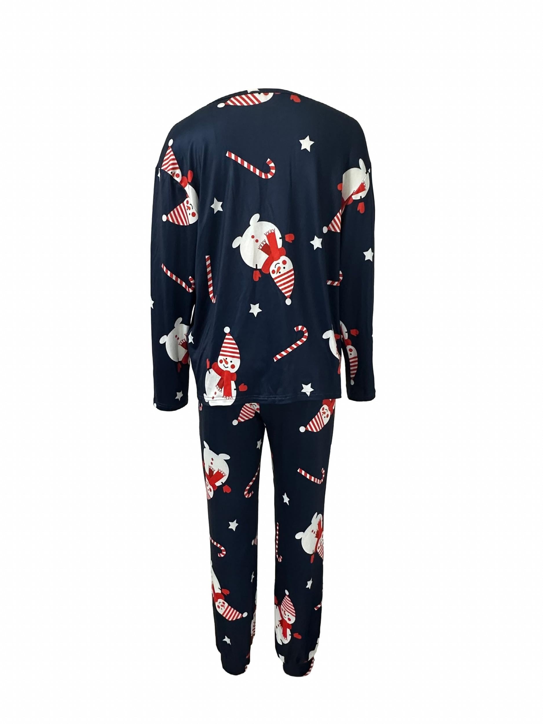 Christmas Loungewear Set Crew Neck Top & Pants Women's Sleepwear