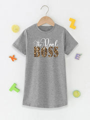 Girls Leopard Print Knit Dress Spring Summer Casual Clothes for Kids Toddlers