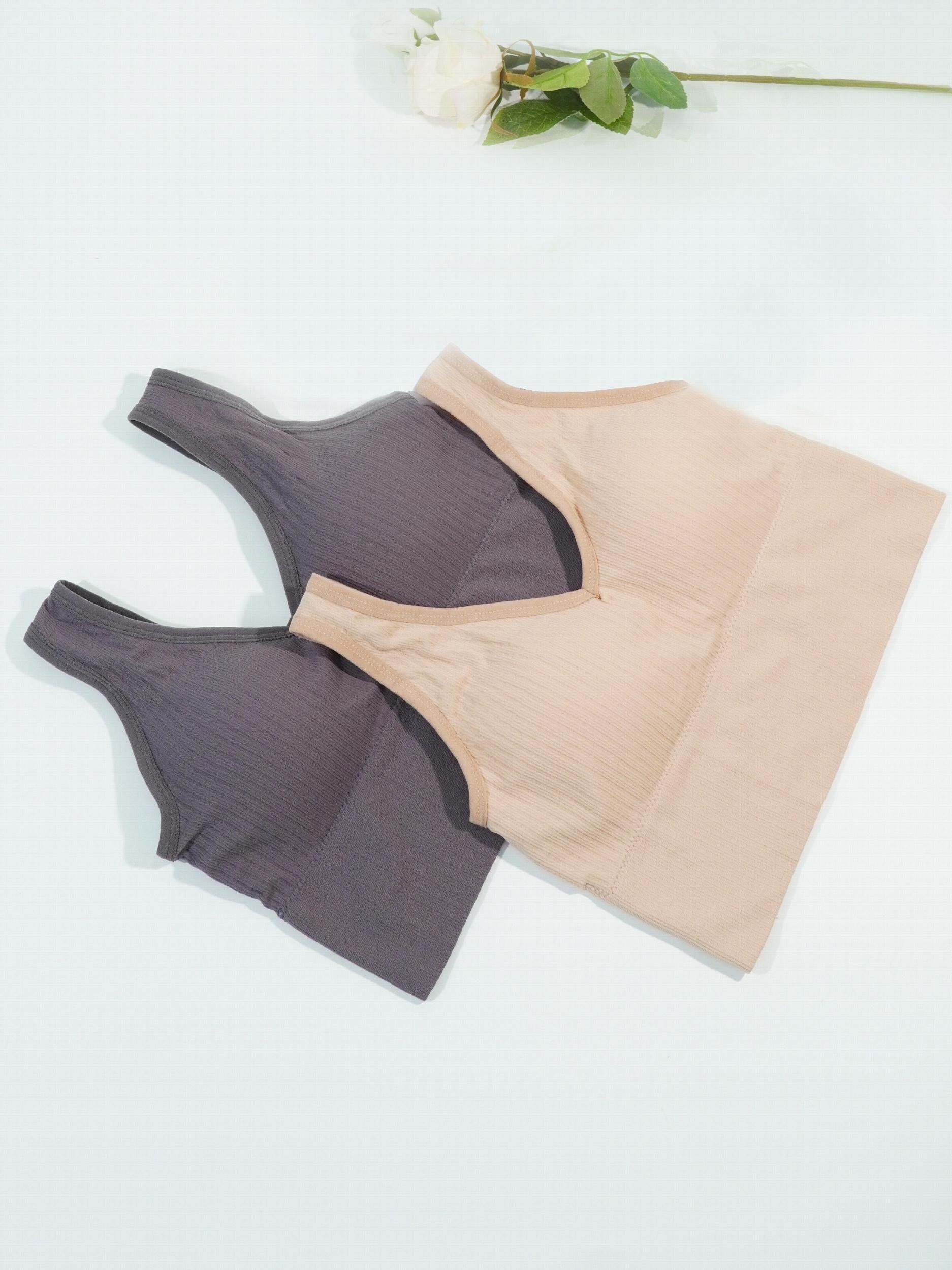2pcs Solid Ribbed Tank Tops V Neck Padded Women's Lingerie