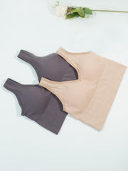 2pcs Solid Ribbed Tank Tops V Neck Padded Women's Lingerie