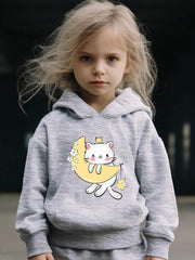 Cat & Moon Print Girls Outfits For Spring Fall Outdoor