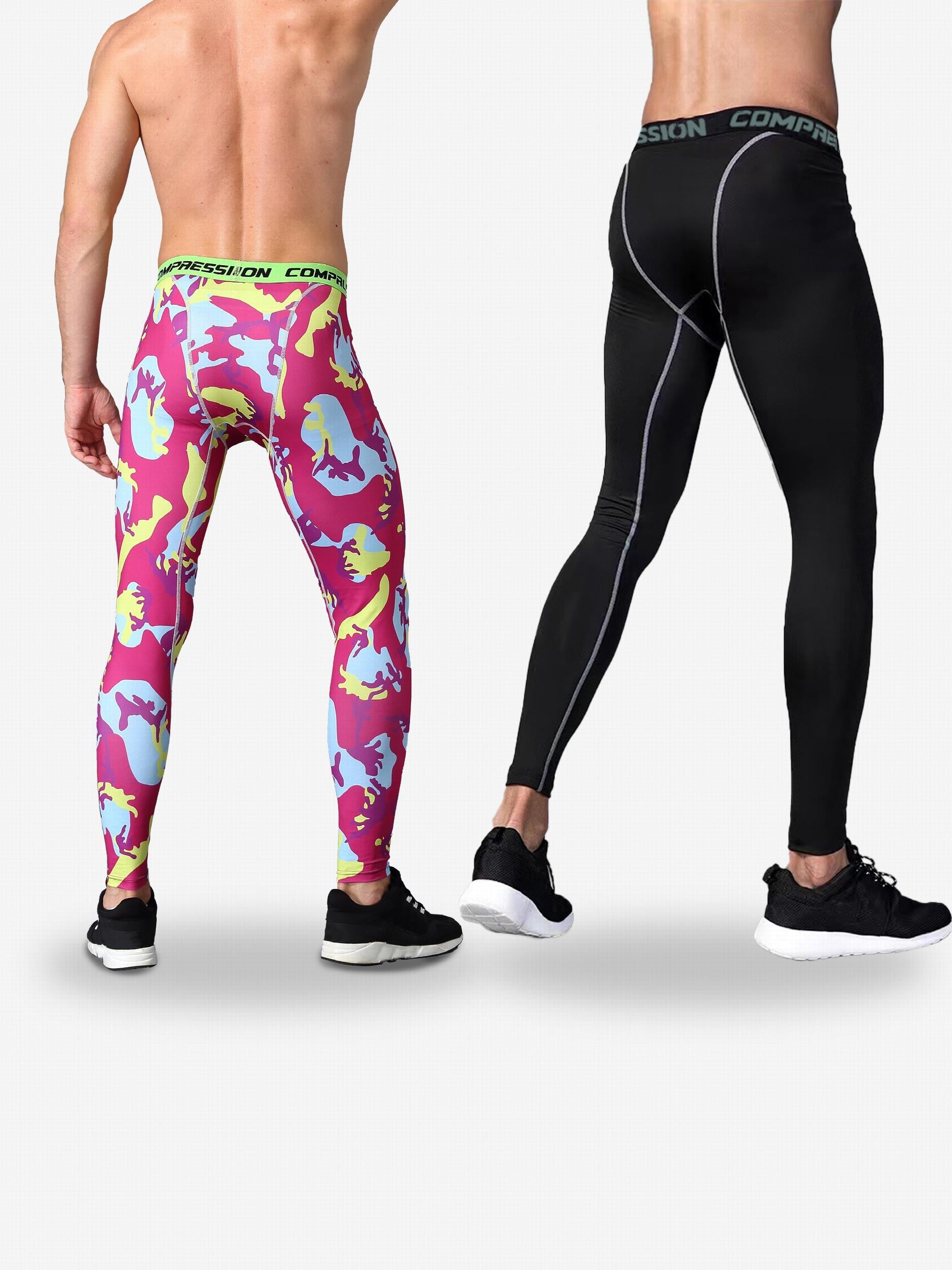 2 Pcs Men's Sports Leggings Quick Dry Compression Pants