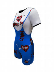 Plaid Heart Print Two piece Set Short Sleeve T shirt & Overall Romper Outfits