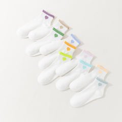 10 Pairs Heart Print Socks Breathable Women's Stockings & Hosiery